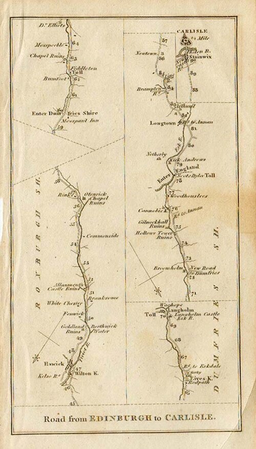 Road from Edinburgh to Carlisle  -  Travellers Guide through Scotland and its Isles
