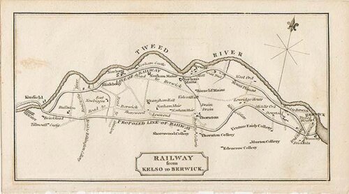 Railway from Kelso to Berwick - Travellers Guide through Scotland and its Isles 