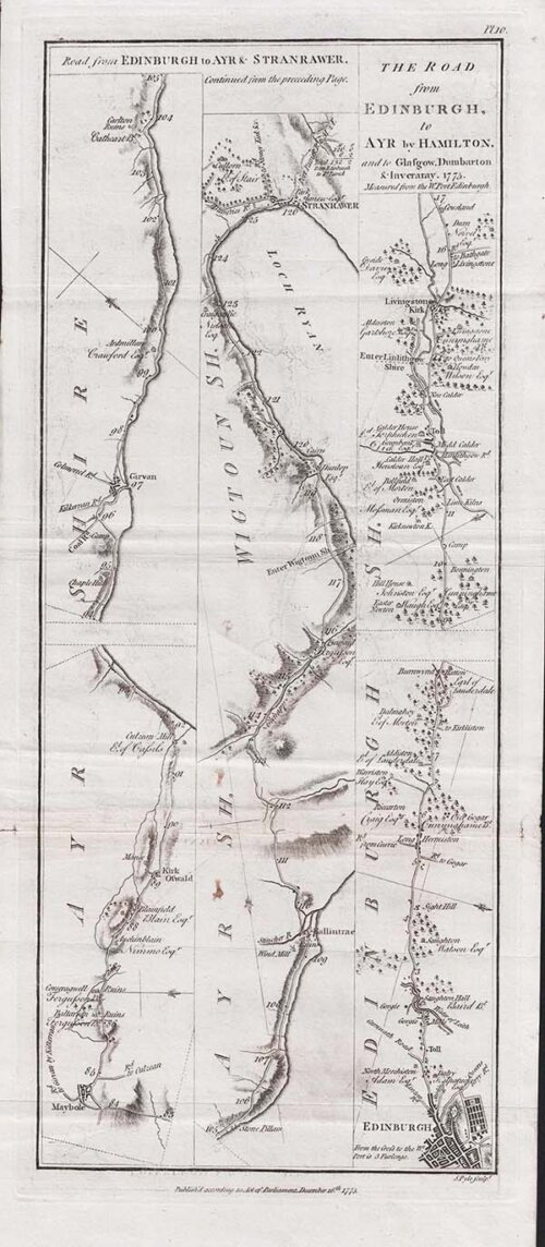 The road from Edinburgh to Ayr & Stranrawer Continued; The Road from Edinburgh to Ayr by Hamilton 
