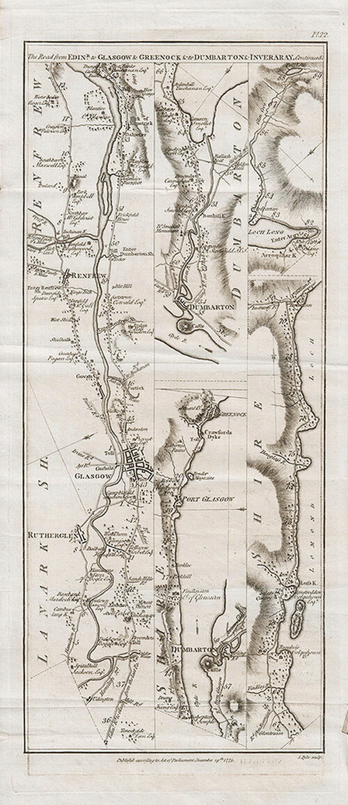 The road from Edinr to Glasgow & Greenock & to Dunbarton & Inveraray Continued  