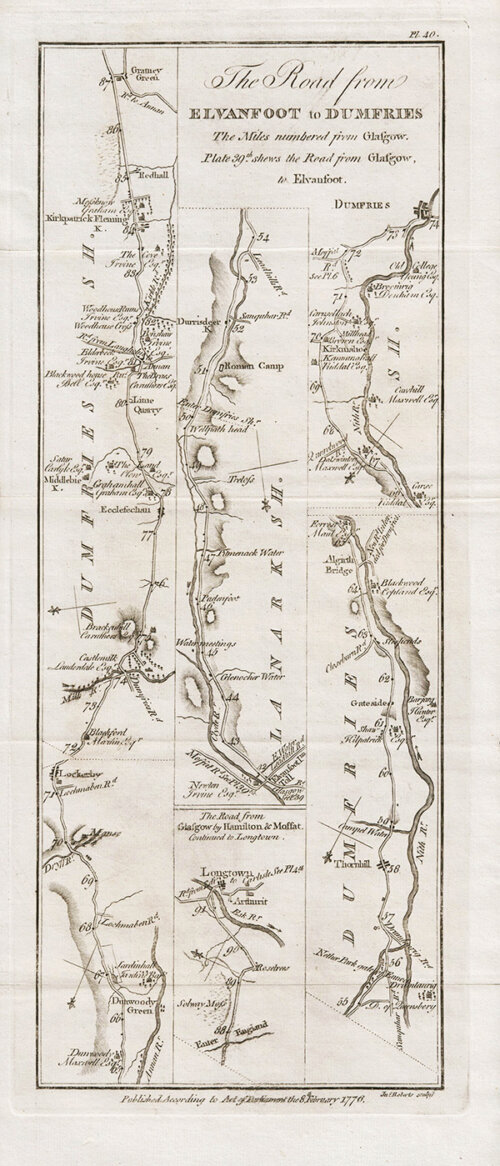 The Road from Elvanfoot to Dumfries; The road from Glasgow by Hamilton & Moffat Continued to Longtown  