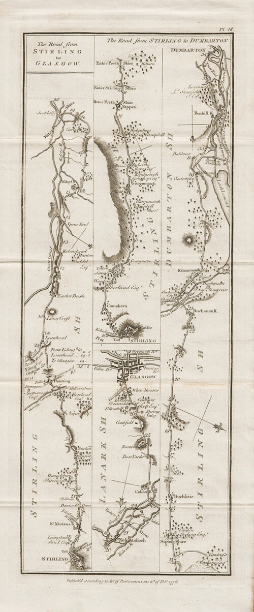 	The road from Stirling to Glasgow; the Road from Stirling to Dumbarton  