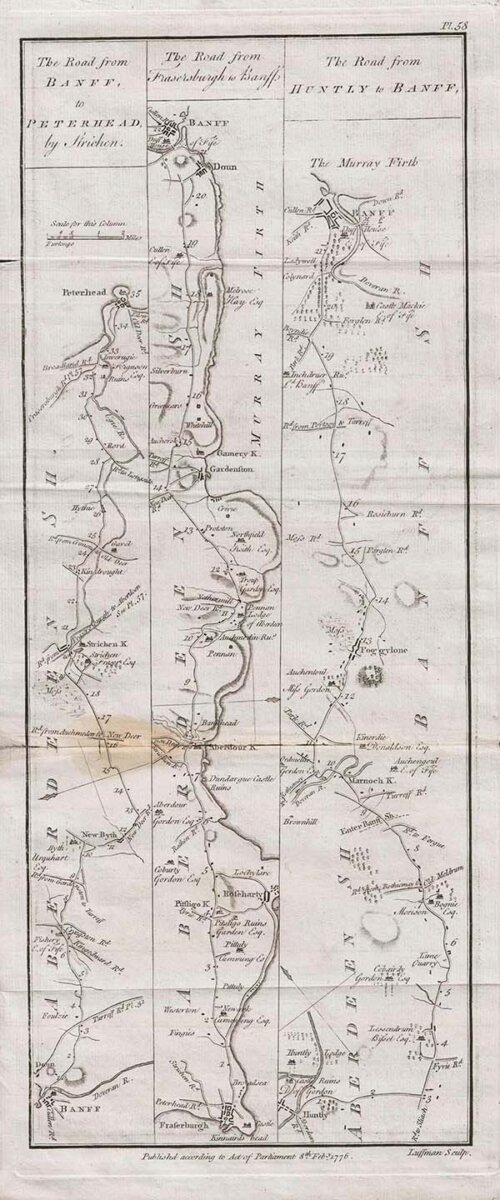 The Road from Banff to Peterhead by Strichen; the Road from Fraserburgh to Banff; the Road from Huntly to Banff  