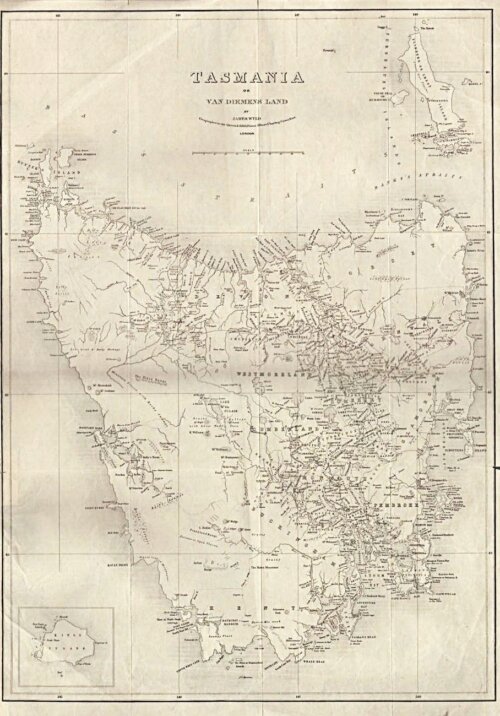 Tasmania or Van Diemens Land - James Wyld  (antique map)