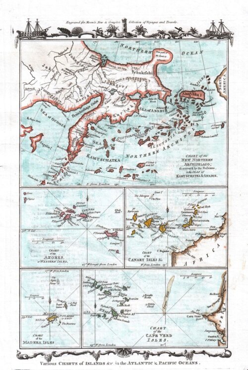 Various Charts of Islands etc in the Atlantic and Pacific Oceans.