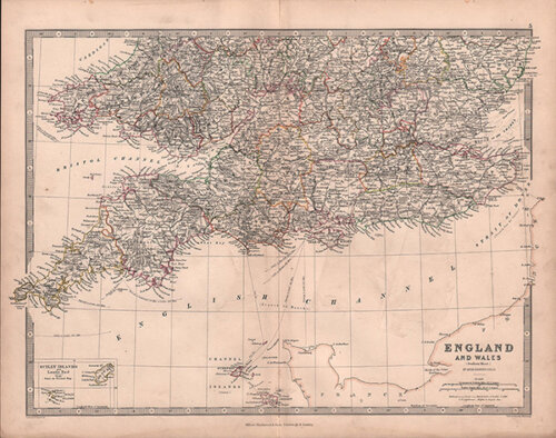 England and Wales Southern Sheet by Keith Johnston FRSE 