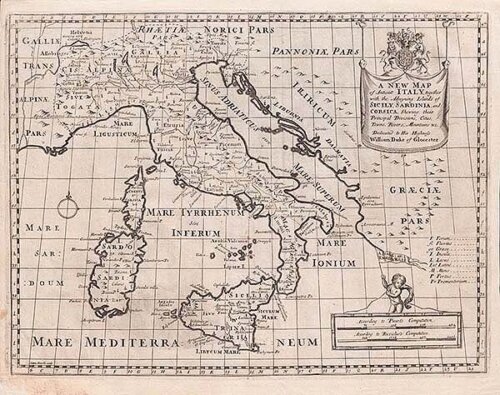 Edward Wells - A New Map of Antient Italy together with the Adjoyning Islands.....