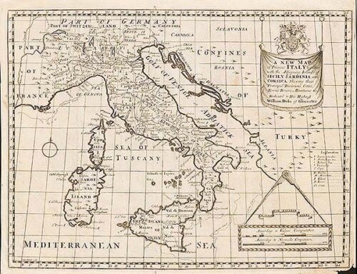 Edward Wells - A New Map of Italy together with the Adjoyning Islands.....