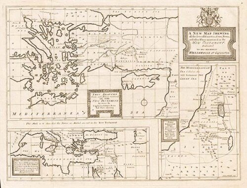 A New Map Shewing all the several Countries Cities Towns and other places mentioned in the New Testament 