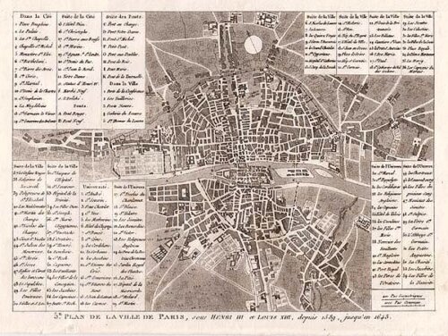 5th Plan de la Ville de Paris sous HENRI III et LOUIS XIII depuis 1589  jusq'en 1643 