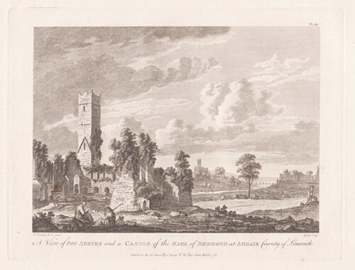 A View of two Abbies and a Castle of the Earl of Desmond  at Adair County of Limerick