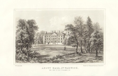 Ansty Hall, Co. Warwick.  The Seat of Col. H.W. Adams.  C.B.  (antique print)