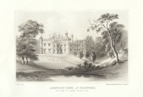 Armitage Park, Co. Stafford.  The Seat of Josiah Spode. Esq.  (antique print)
