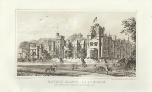 Bayons Manor, Co. Lincoln.  The Seat of the Rt. Hon. C.T. D'eyncourt.  M.P.  (antique print)