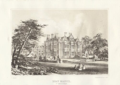 Beau Manor.  Co. Leicester.  (antique print)