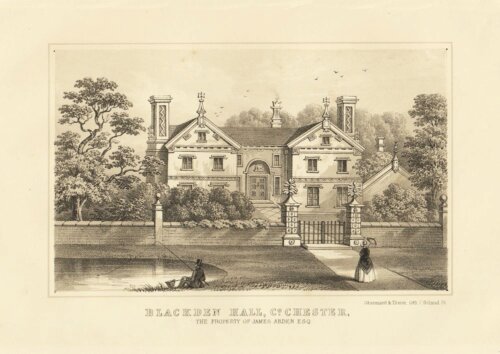 Blackden Hall.  Co. Chster.  The Property of James Arden. Esq.  (antique print)