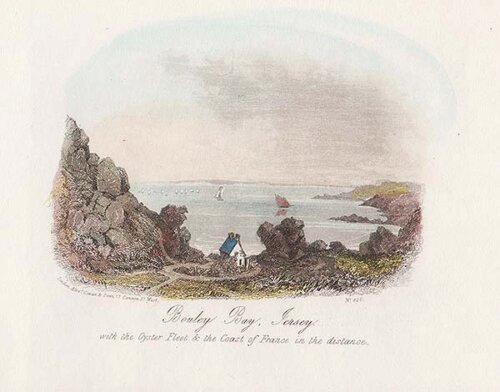 Bouley Bay Jersey with the Oyster Fleet & the Coast of France in the distance