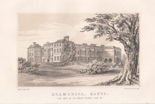 Bramshill, Hants.  The Seat of Sir Willm. Henry Cope. Bt.  (antique print)