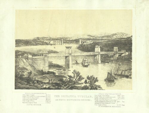 The Britannia Tubular and Menai Suspension Bridges.