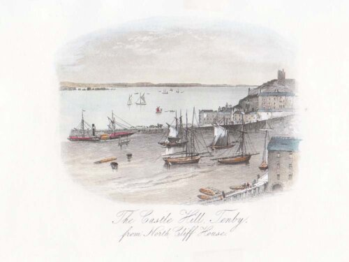 The Castle Hill, Tenby, from North Cliff House.