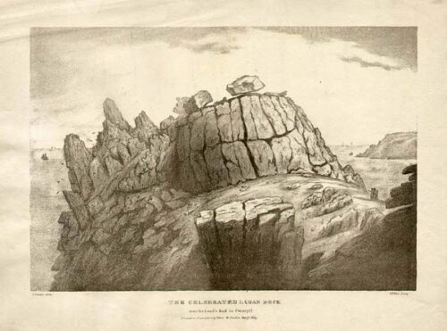 The Celebrated Logan Rock near the Land's End in Cornwall
