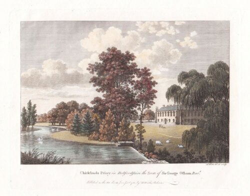Chicksands Priory in Bedfordshire the Seat of Sir George Osborn.  Bart.  (antique print)