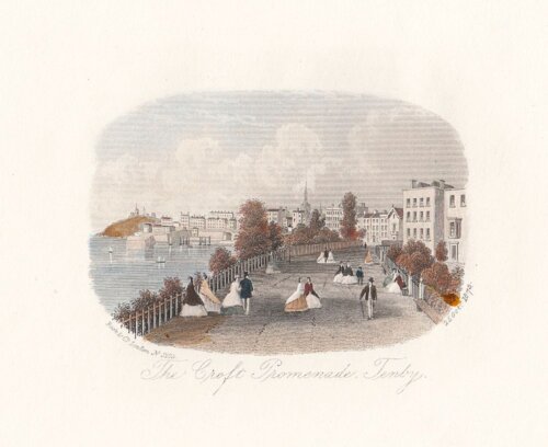 The Croft Promenade, Tenby.  (antique print)