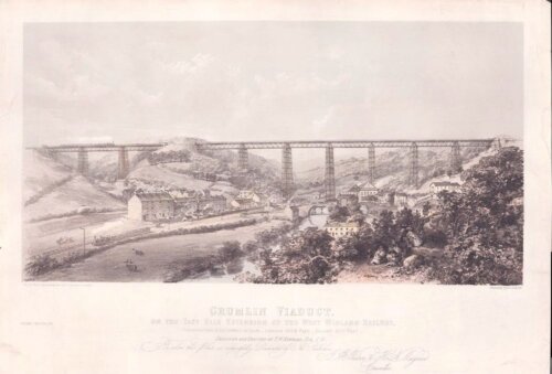 Crumlin Viaduct, on the Taff Vale Extension of the West Midland Railway,    (antique print)