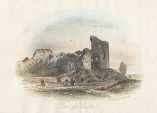 Denbigh Castle.  (antique print)