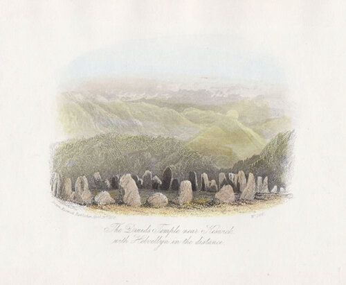 The Druids Temple near Keswick with Helvellyn in the distance