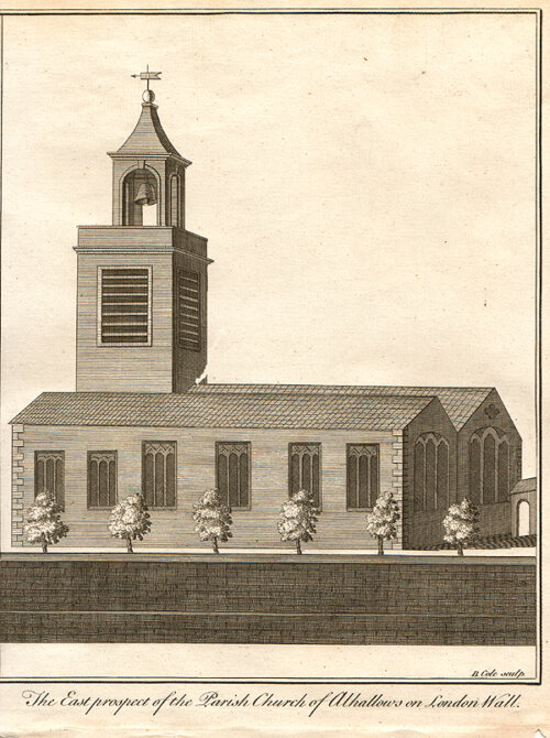The East Prospect of the Parish Church of Alkhallows on London Wall