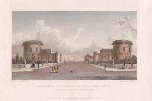 Entrance to Carlisle from the South  The Prison and Sessions House (antique print)