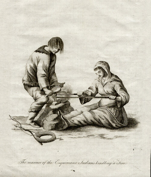 The manner of the Esquimaux Indians kindling a fire