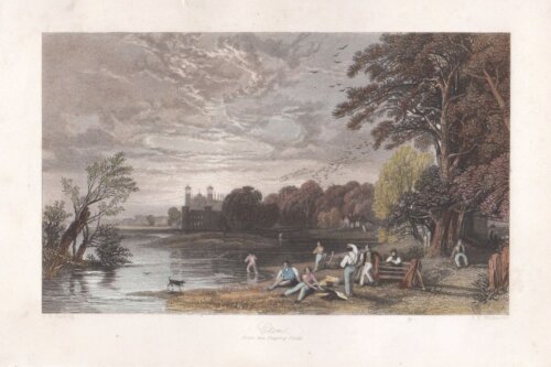 Eton from the Playing Fields.  (antique print)