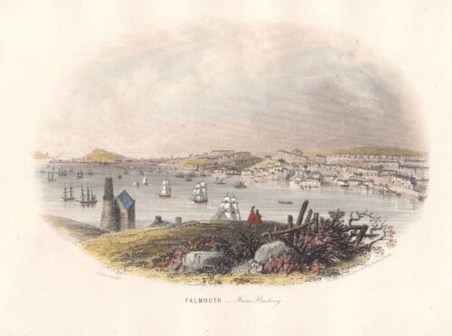 Falmouth -  From Flushing.  (antique print)