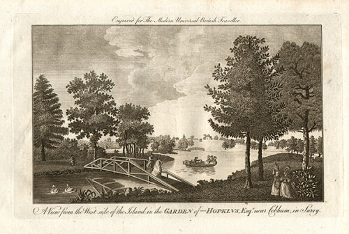 A View from the West side of the Island in the Garden of Hopkins Esq near Cobham in Surry 