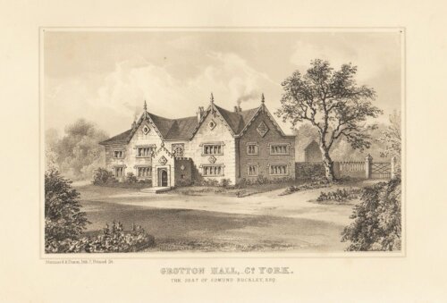 Grotton Hall, Co. York.  The Seat of Edmund Buckley.  Esq.  (antique print)