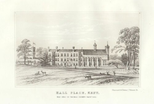 Hall Place, Kent.  The Seat of Thomas Farmer Baily.  Esq.  (antique print)