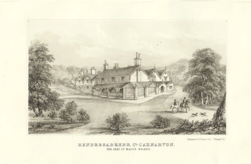 Hendregadredd, Co. Caernarvon. The Seat of Major Walker.  (antique print)