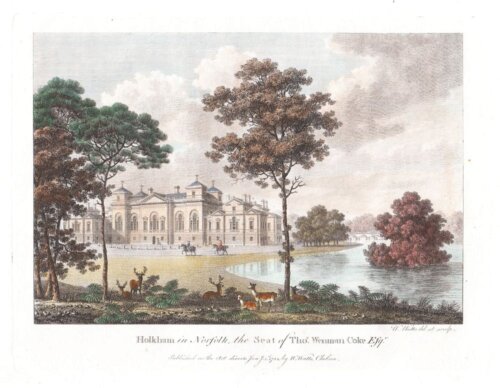 Holkham in Norfolk, the Seat of Thos. Wenman Coke. Esq.  (antique print)