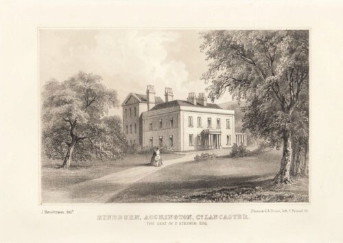 Hyndburn, Accrington, Co. Lancaster.  The Seat of F. Steiner.  (antique print)