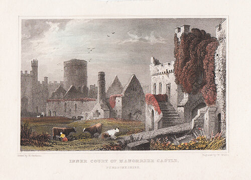 Inner Court of Manorbeer Castle Pembrokeshire