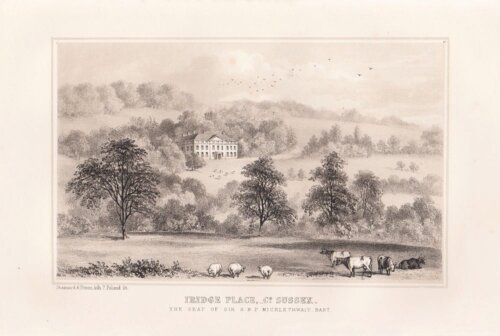 Iridge Place, Co. Sussex.  (antique print)