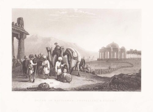 Scene in Kattiwar - Travellers and Escort.