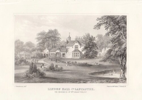 Linden Hall Co. Lancaster.  The Residence of Wm. Sharp Esq.  J.P.  (antique print)