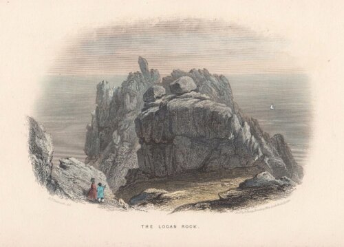 The Logan Rock.  (antrique print)
