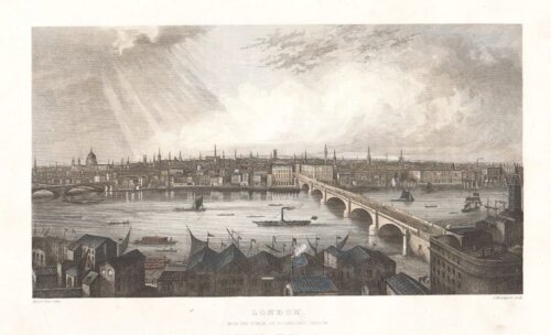 London. From the Tower of St. Saviour's Church.  antique print) 