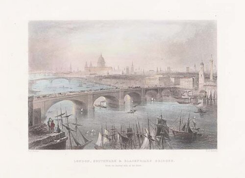 London Southwark and Blackfriars Bridges  From the Surrey side of the River 