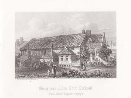 Meeting House in Zoar Street, Southwark where Bunyan freequently preached.