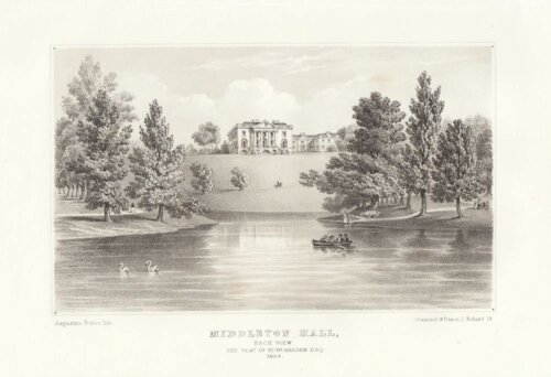 Middleton Hall, Back View.  The Seat of Edwd. Abadam. Esq. 1853.  (antique print)